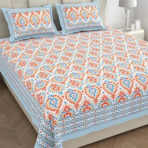 IKKAT Collection King Size Cotton Screen Print Bedsheet - MP 02