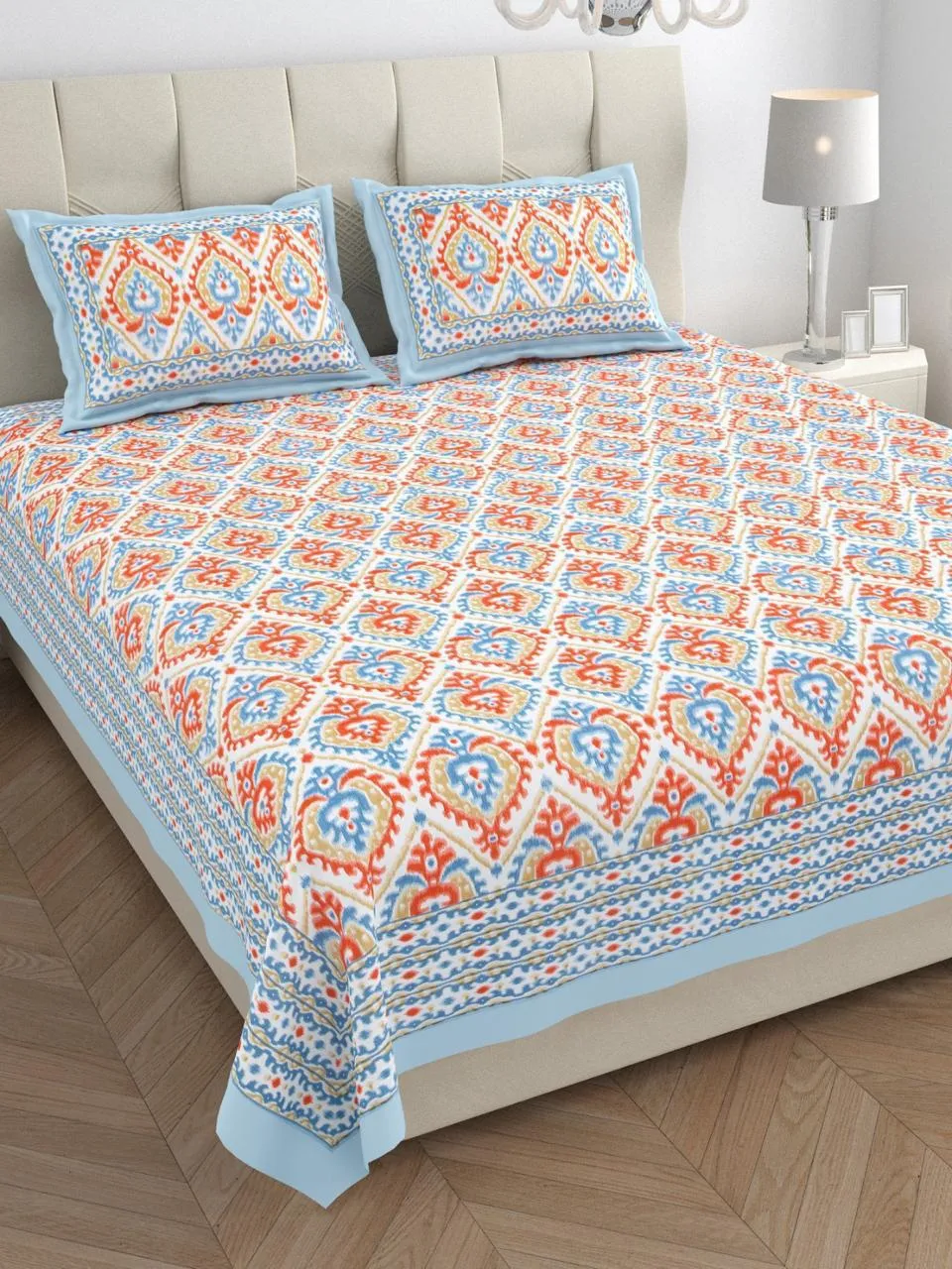IKKAT Collection King Size Cotton Screen Print Bedsheet - MP 02
