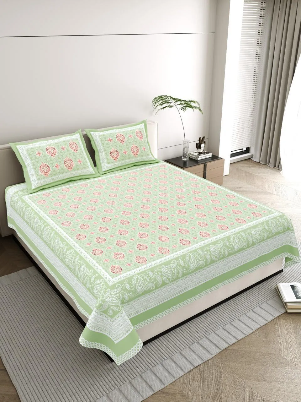 Aravali Collection King Size Cotton Screen Print Bedsheet - MP 04