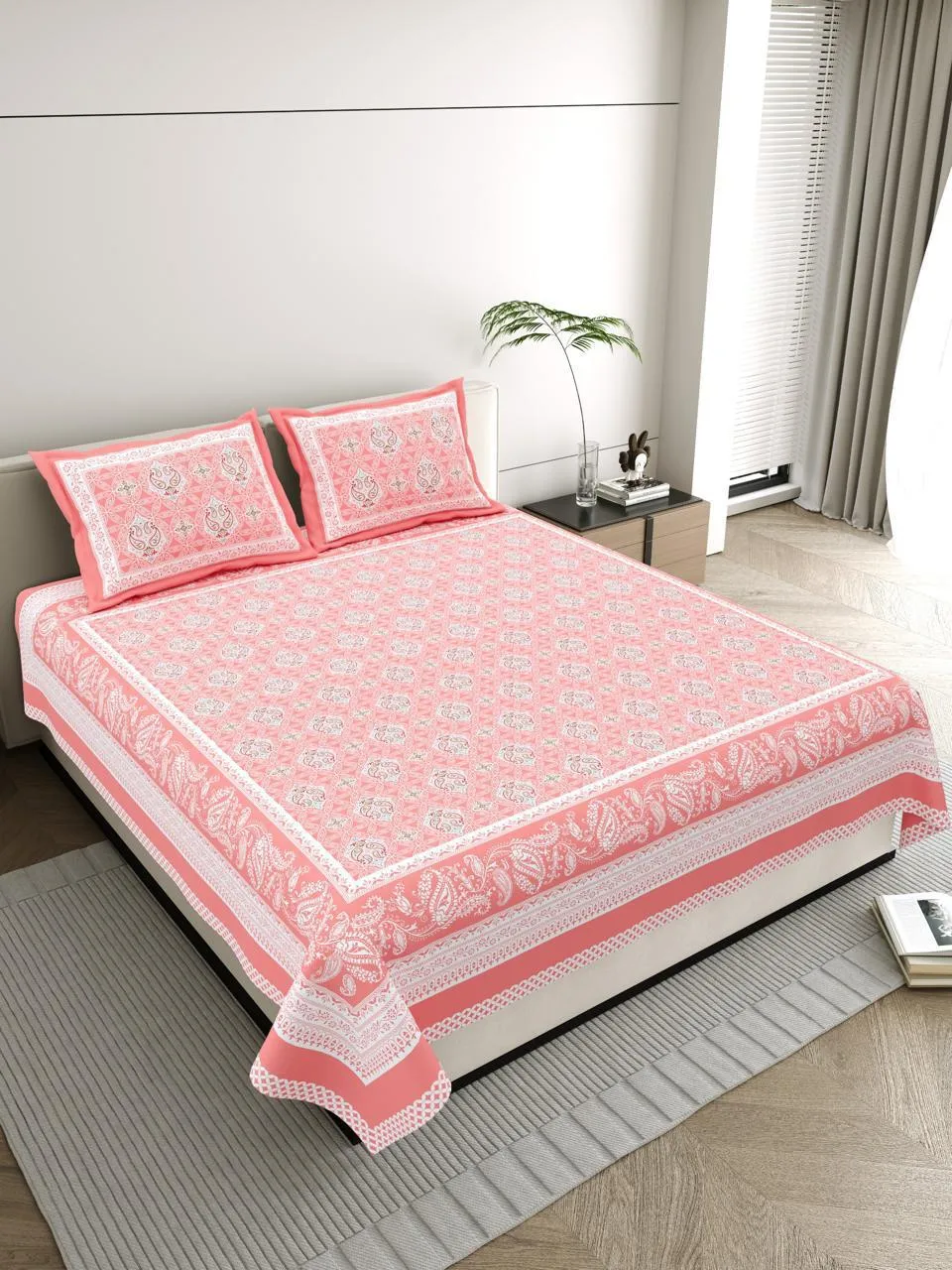 Aravali Collection King Size Cotton Screen Print Bedsheet - MP 05