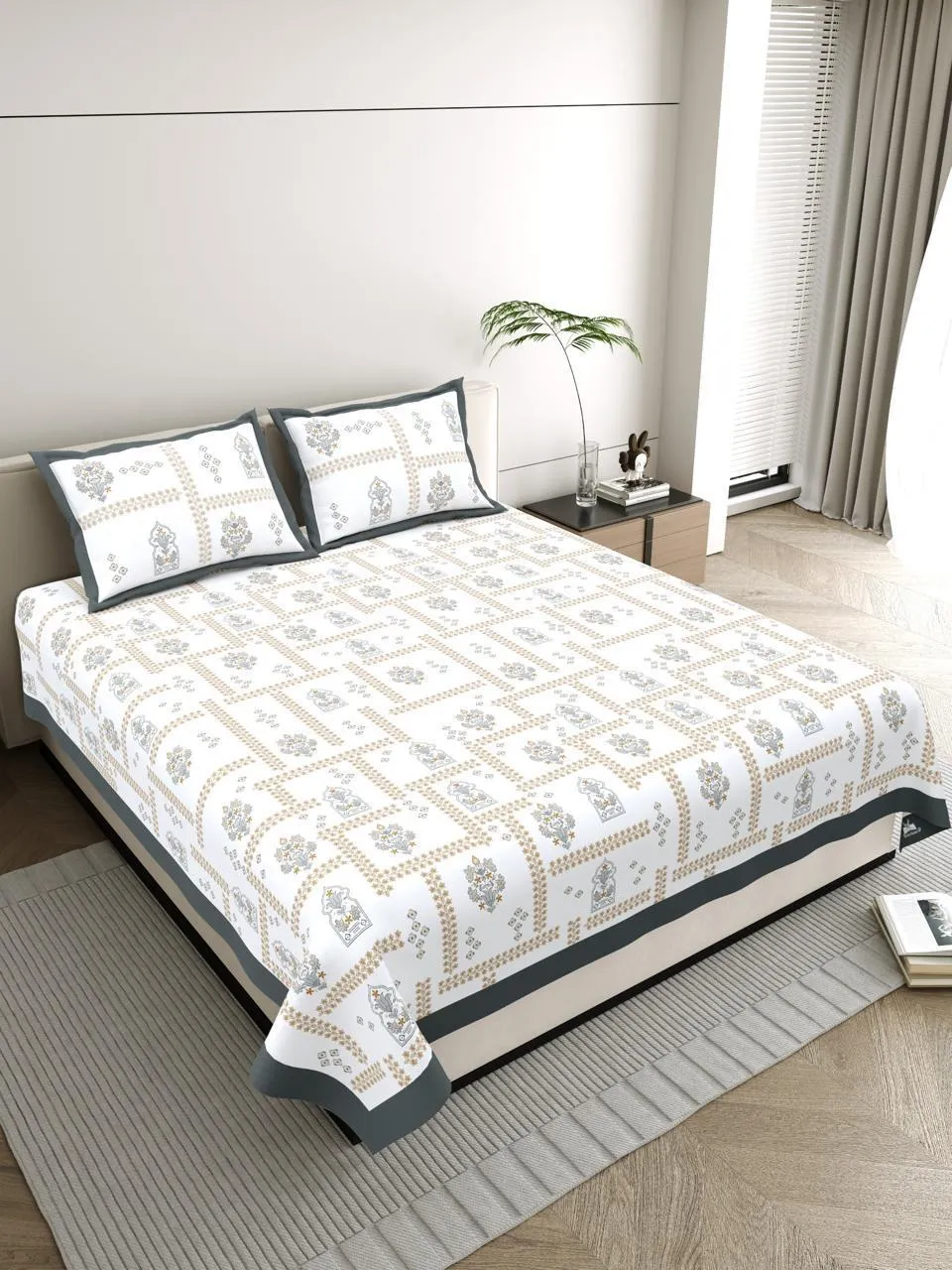 Aravali Collection King Size Cotton Screen Print Bedsheet - MP 08
