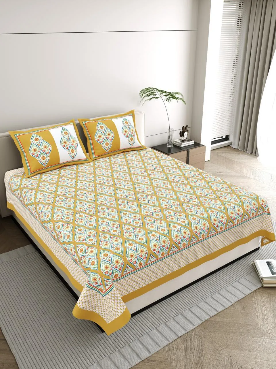 Aravali Collection King Size Cotton Screen Print Bedsheet - MP 09