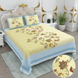 Basil Collection King Size Cotton Screen Print Bedsheet - MP 13