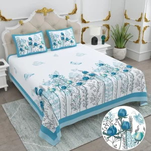 Basil Collection King Size Cotton Screen Print Bedsheet - MP 14