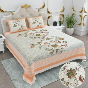 Basil Collection King Size Cotton Screen Print Bedsheet - MP 15