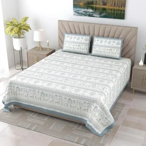 Basil Collection King Size Cotton Screen Print Bedsheet - MP 17