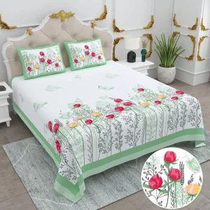 Basil Collection King Size Cotton Screen Print Bedsheet - MP 19
