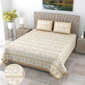 Basil Collection King Size Cotton Screen Print Bedsheet - MP 20