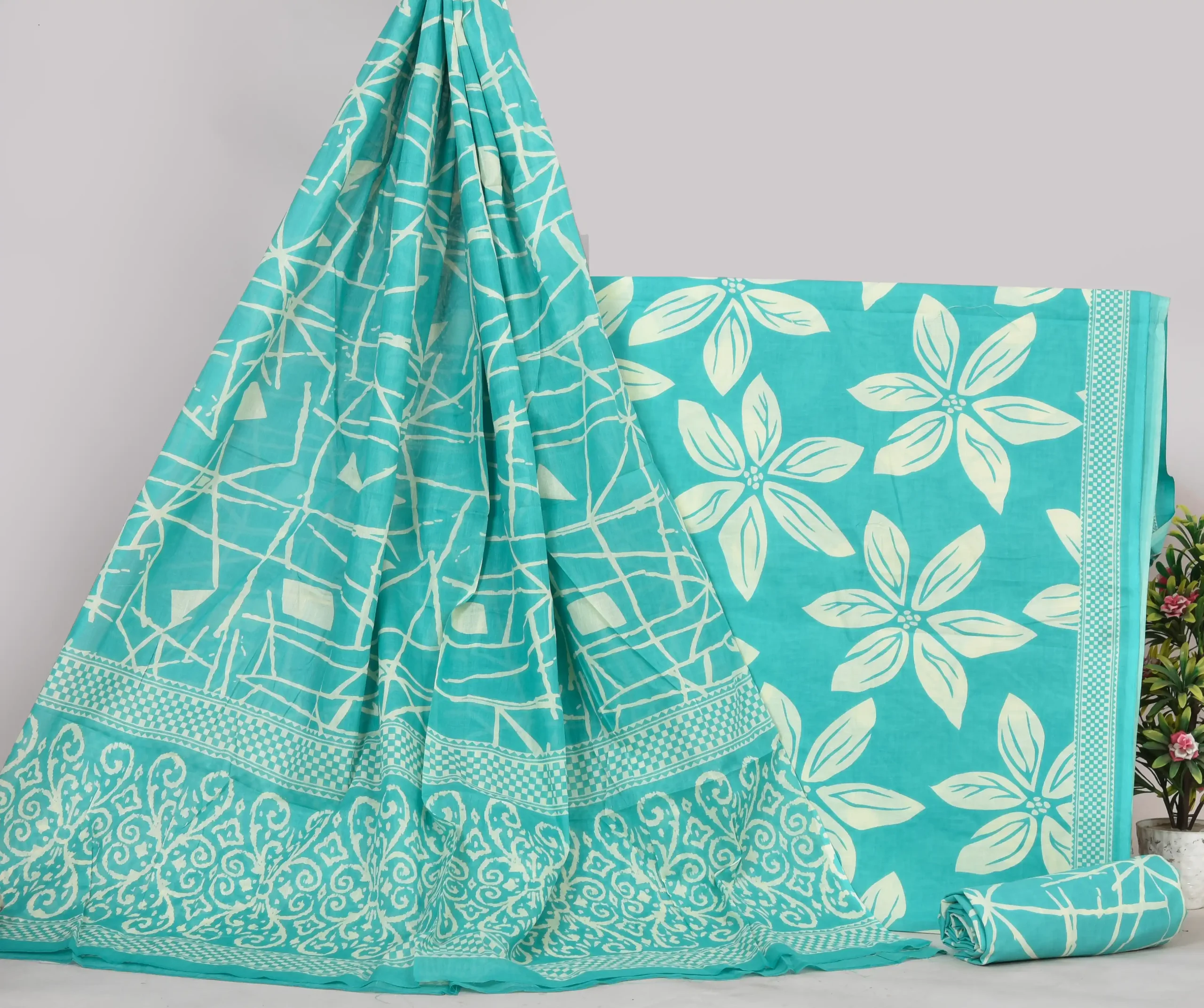 Cotton Screen Print Dress Material (Unstitched) - MP004