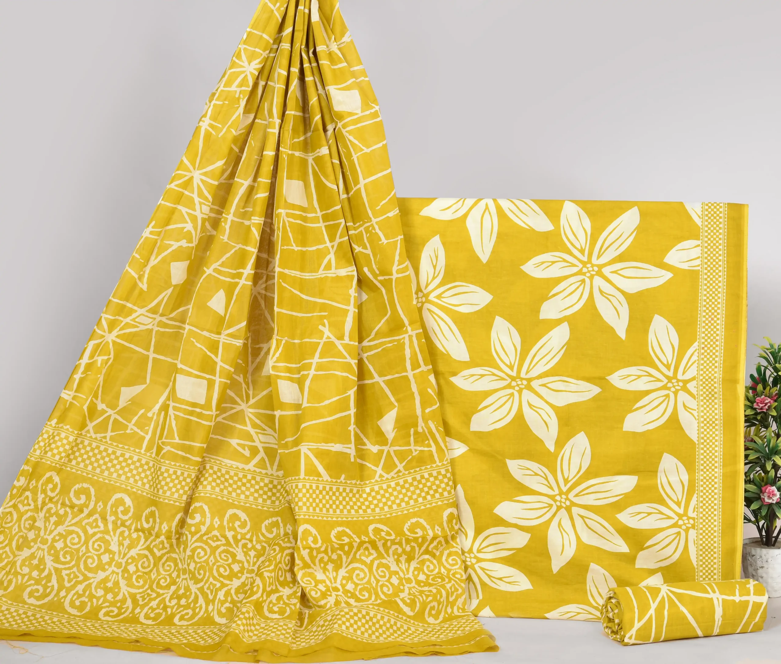 Cotton Screen Print Dress Material (Unstitched) - MP007