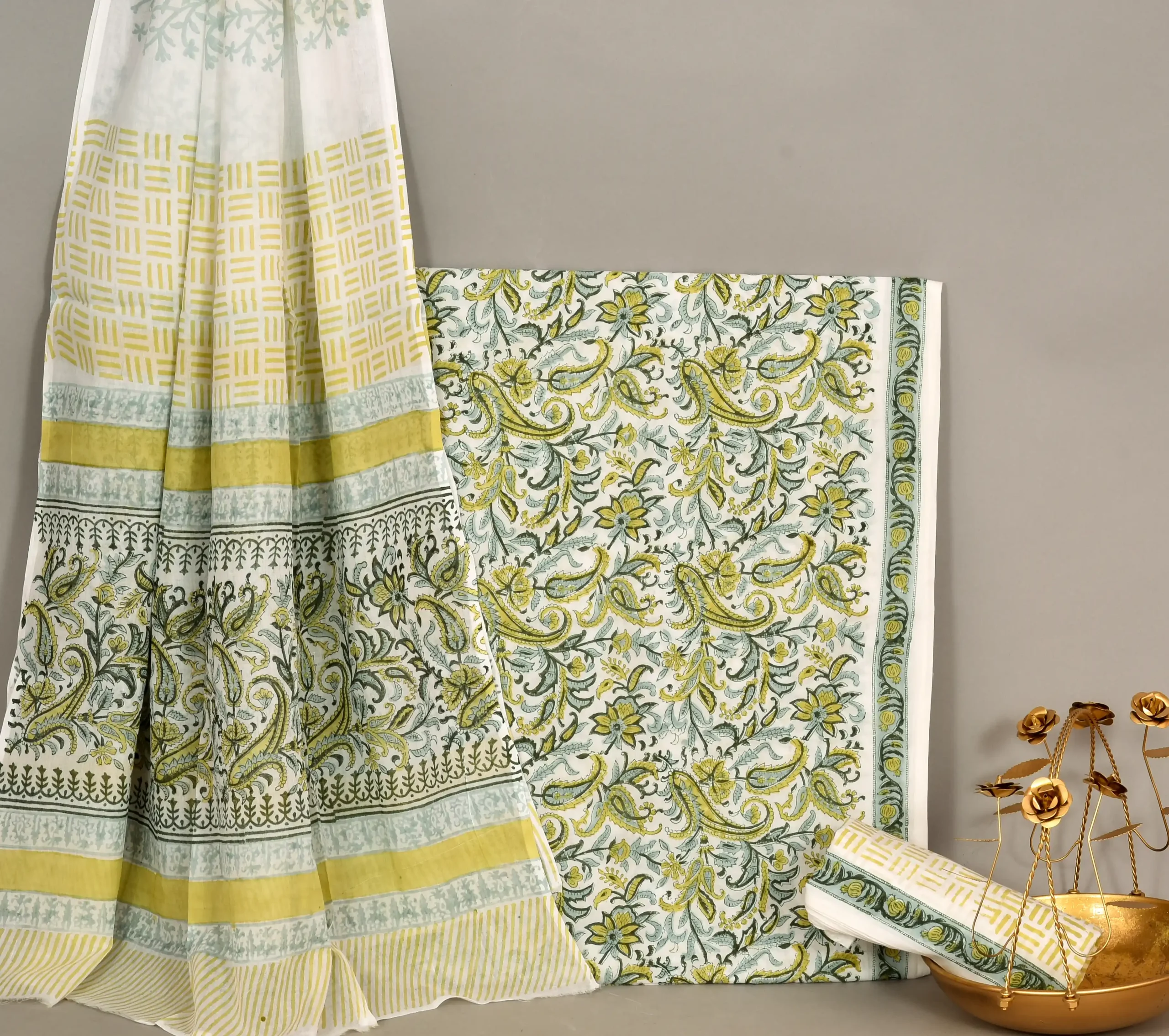 Cotton Hand Block Printed Dress Material (Unstitched) - MP014