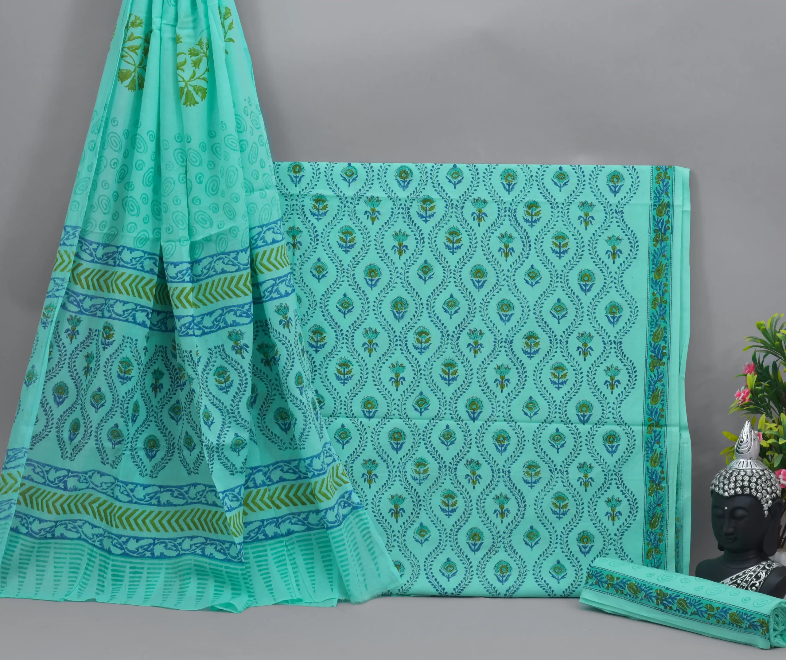 Cotton Hand Block Printed Dress Material (Unstitched) - MP015