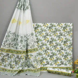 Cotton Hand Block Printed Dress Material (Unstitched) - MP016