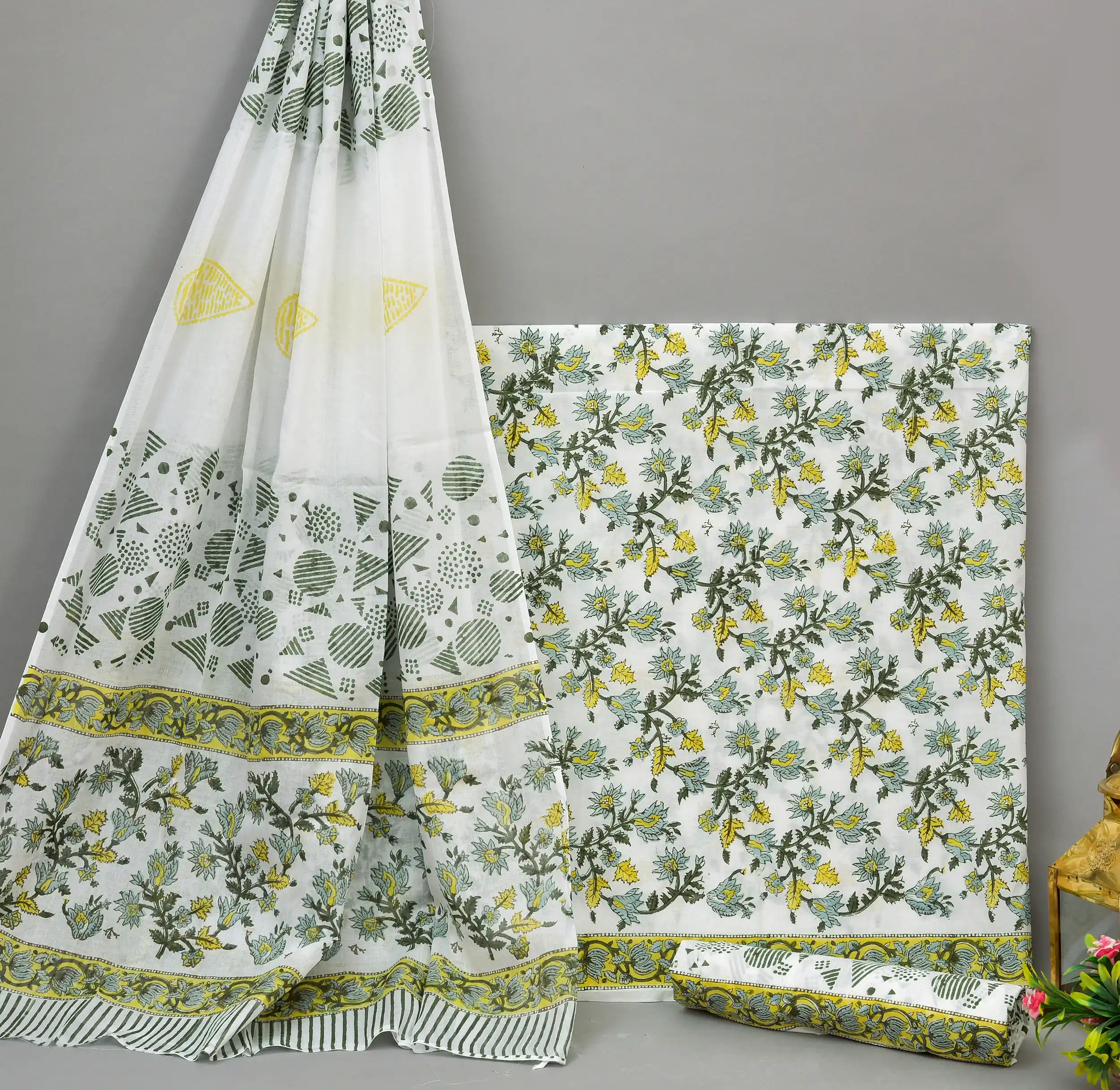 Cotton Hand Block Printed Dress Material (Unstitched) - MP016