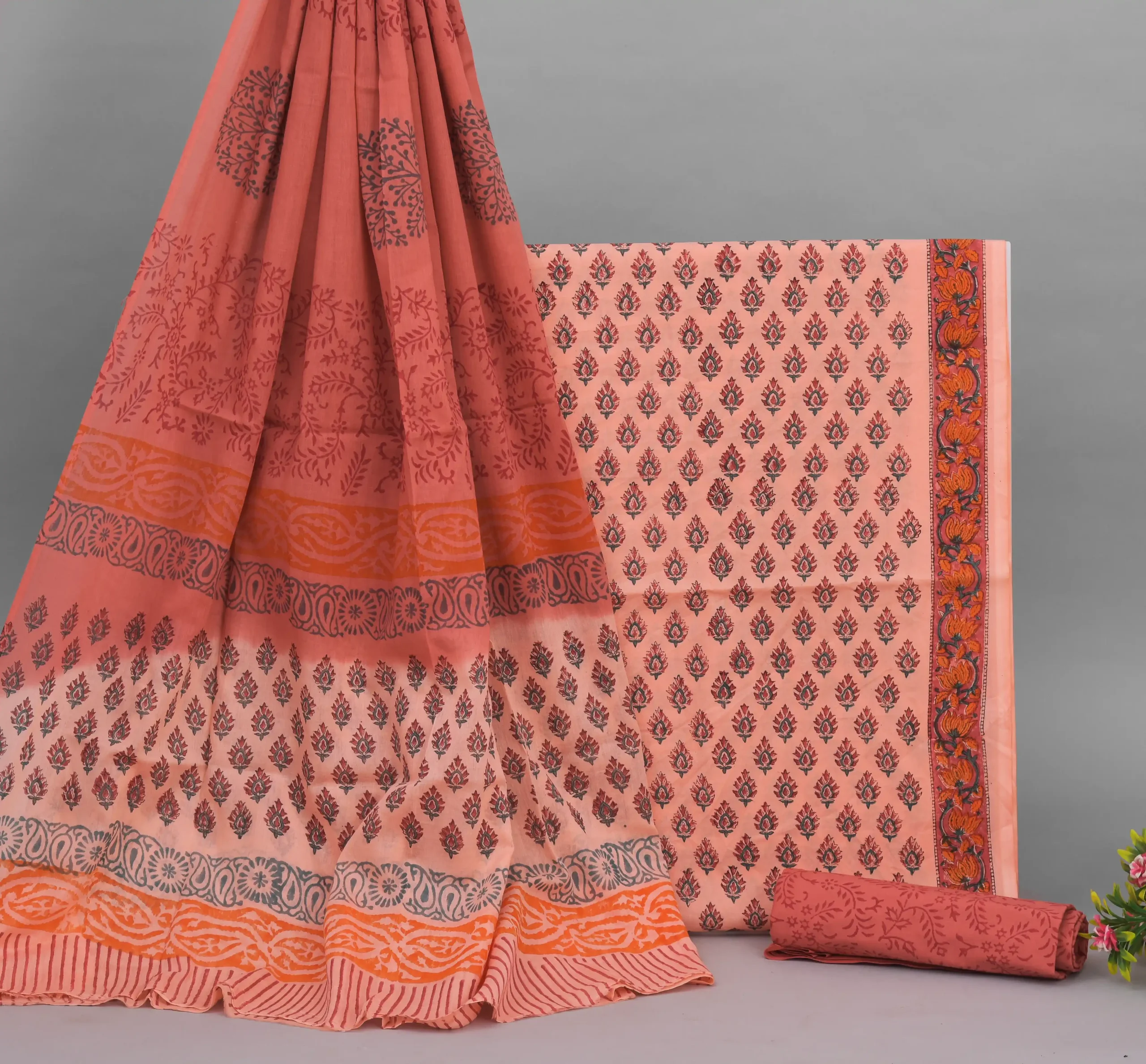 Cotton Hand Block Printed Dress Material (Unstitched) - MP018