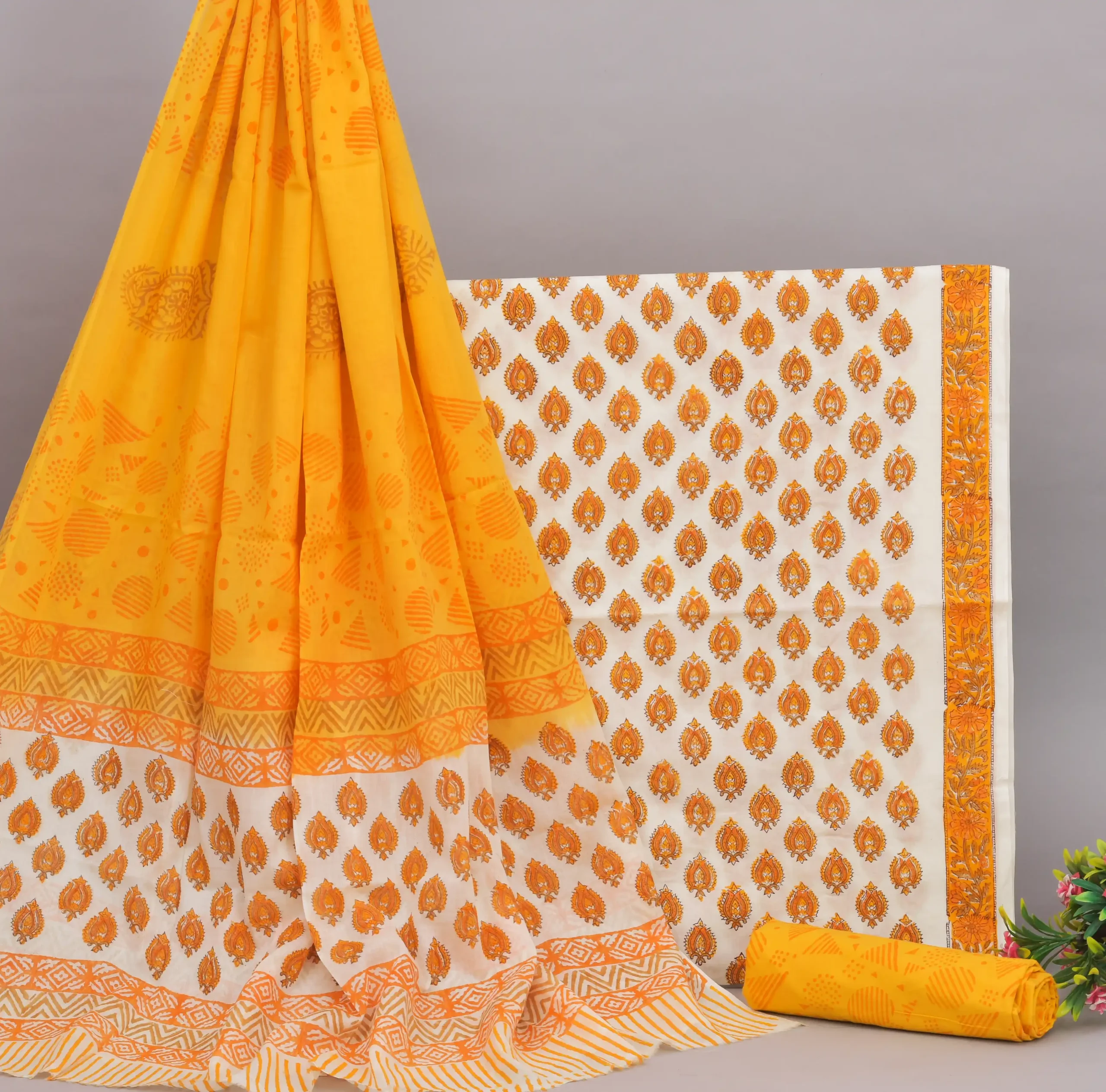 Cotton Hand Block Printed Dress Material (Unstitched) - MP019