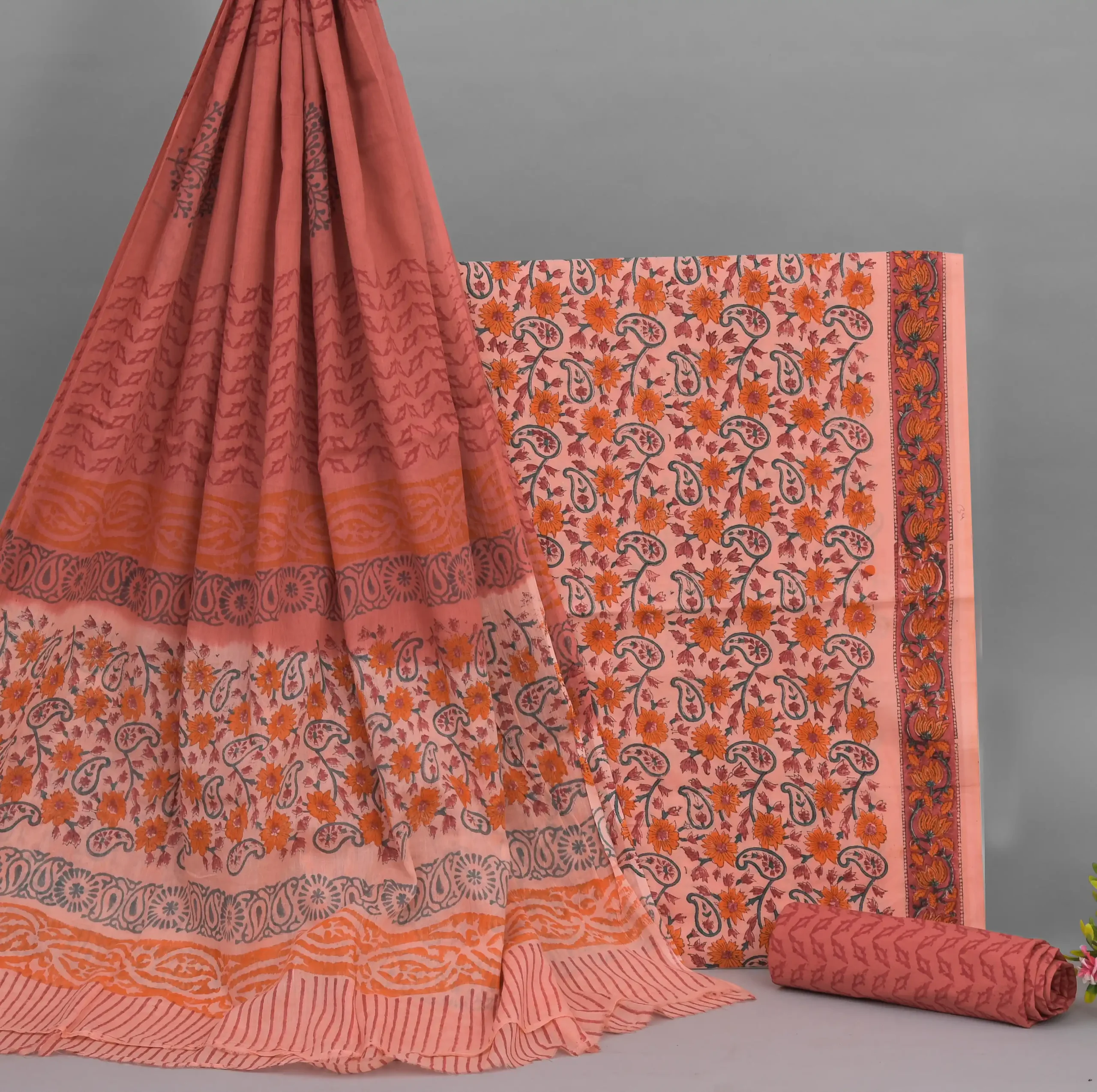 Cotton Hand Block Printed Dress Material (Unstitched) - MP020